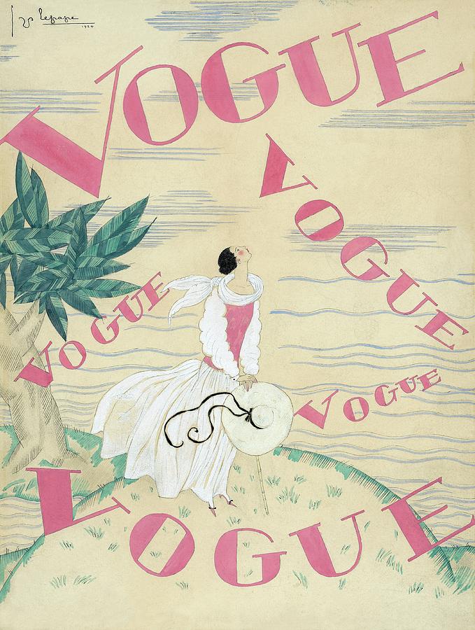 Vogue Magazine Cover Featuring A Woman Standing Digital Art by Georges Lepape
