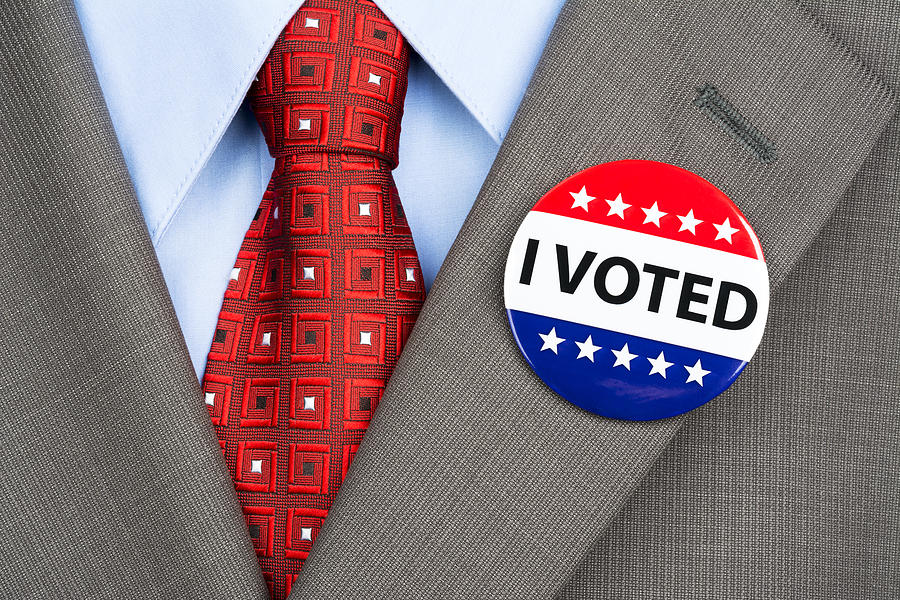 Vote badge on tan suit Photograph by Joe Belanger - Fine Art America