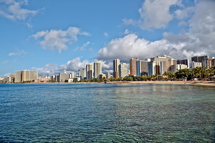 Waikiki Beach Oahu Island Hawaii cityscape #1 Photograph by Marek Poplawski