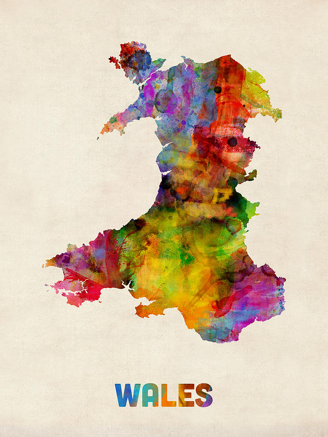 Watercolour Digital Art - Wales Watercolor Map #1 by Michael Tompsett