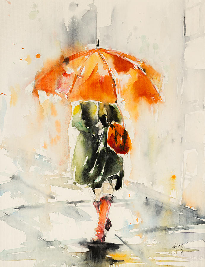 Walk in rain #5 Painting by Kovacs Anna Brigitta