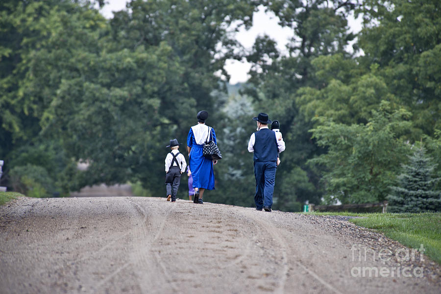 Amish Photograph - Walking #1 by David Arment