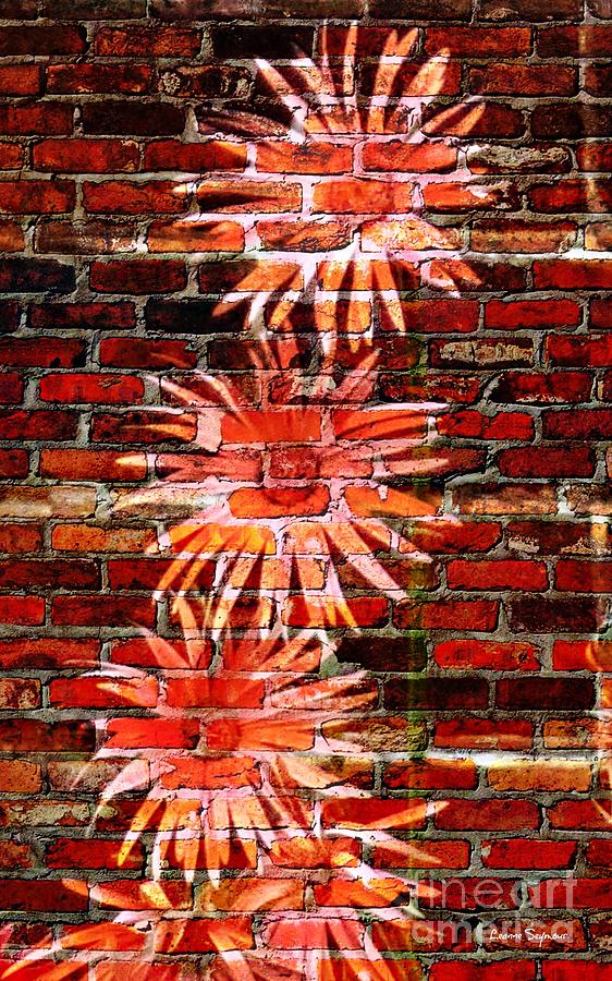 Gerberas On A Wall 1 Mixed Media by Leanne Seymour