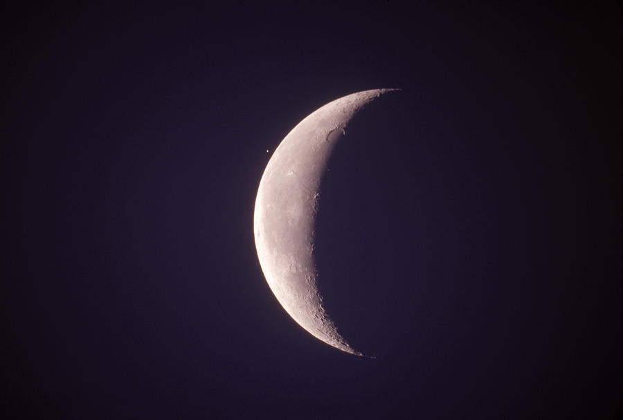 Aldebaran Photograph - Waning Crescent Moon #1 by John W. Bova