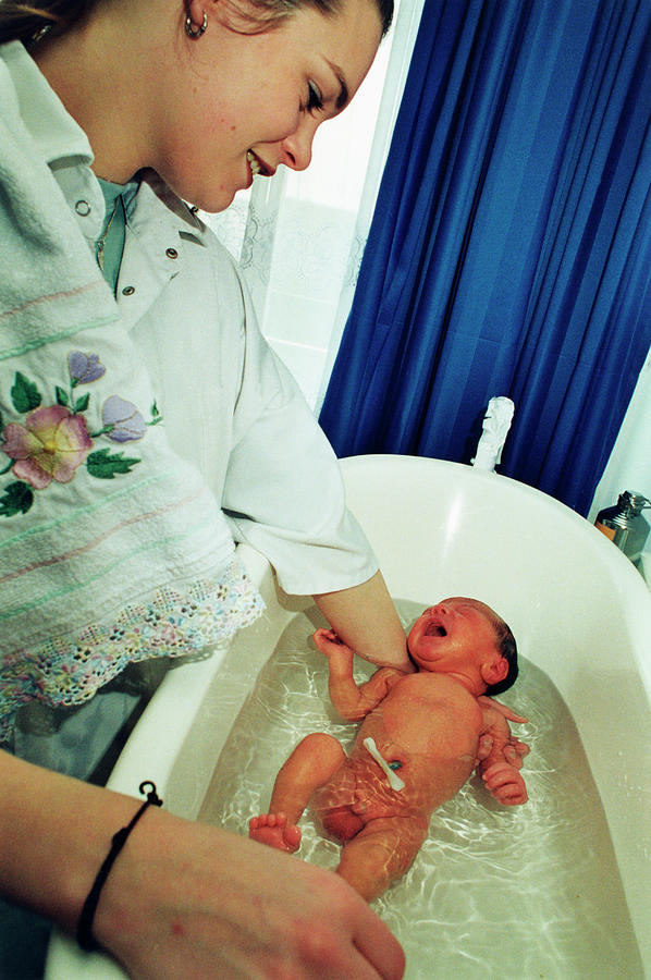 Postnatal Photograph - Washing Newborn Baby Boy #1 by Henny Allis/science Photo Library