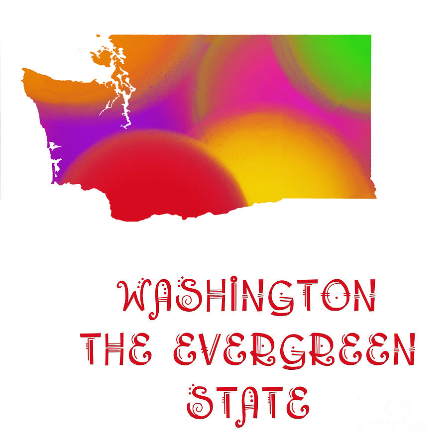 Washington State Map Collection 2 Digital Art by Andee Design