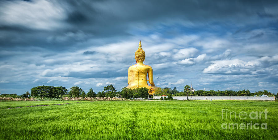 Buddha Photograph - Wat Muang with gilden giant big Buddha statue #1 by Anek Suwannaphoom