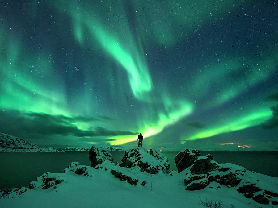Watching The Aurora Borealis #1 Photograph by Tommy Eliassen/science Photo Library