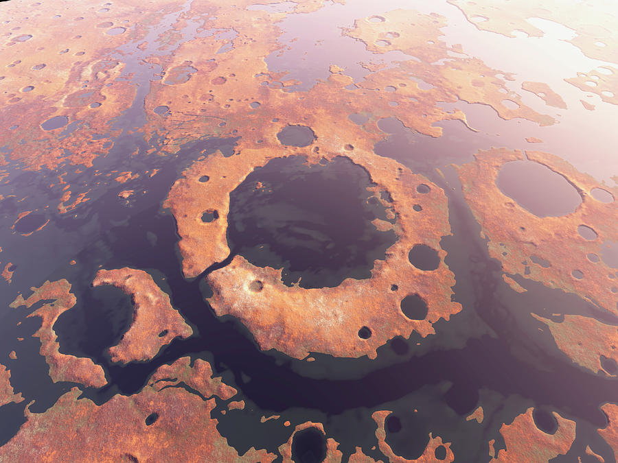 Water Around Martian Craters #1 Photograph by Kees Veenenbos/science Photo Library