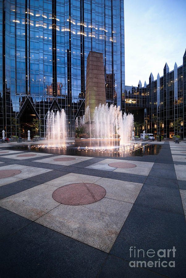 Architecture Photograph - Water Fountain at PPG Place Plaza Pittsburgh #1 by Amy Cicconi