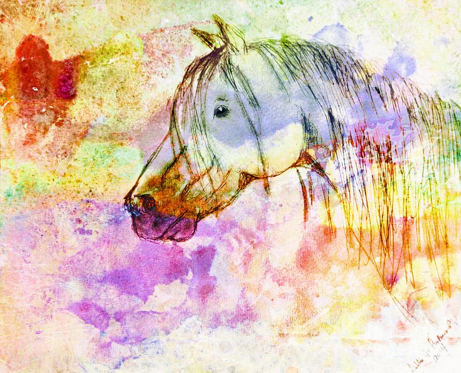 Watercolor horse head - digital effect 2 Photograph by Debbie Portwood