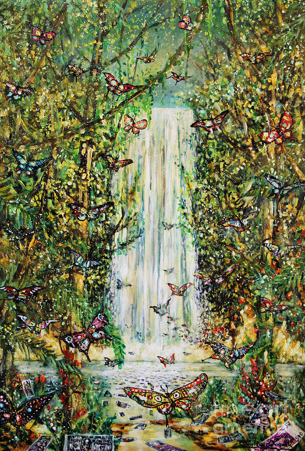 Waterfall Of Prosperity II Painting by Dariusz Orszulik