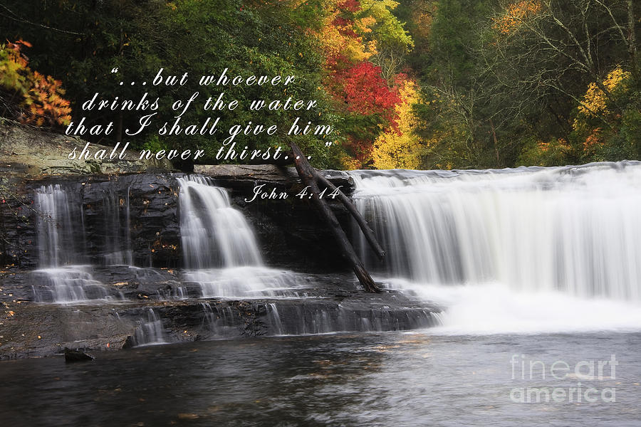Waterfall With Scripture Photograph