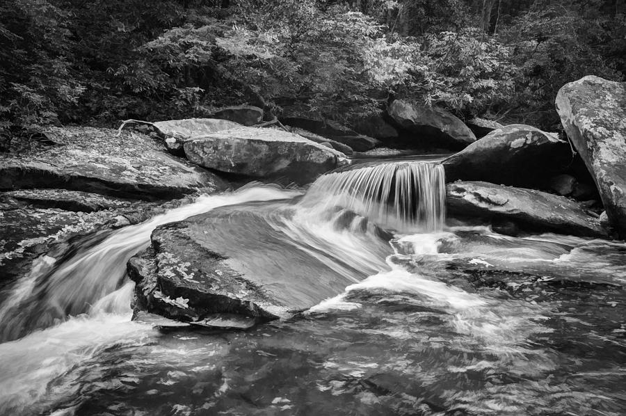 Waterfalls Great Smoky Mountains Painted BW  Photograph by Rich Franco