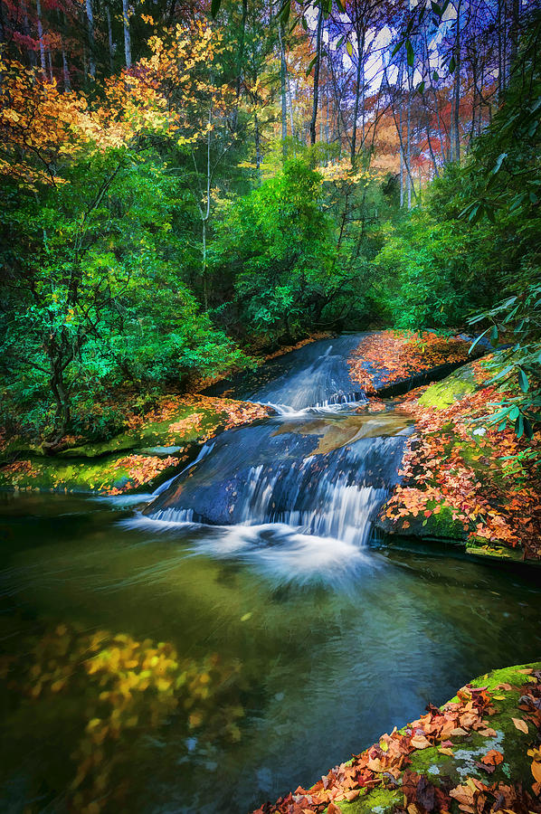 Waterfalls Great Smoky Mountains Painted  #2 Photograph by Rich Franco