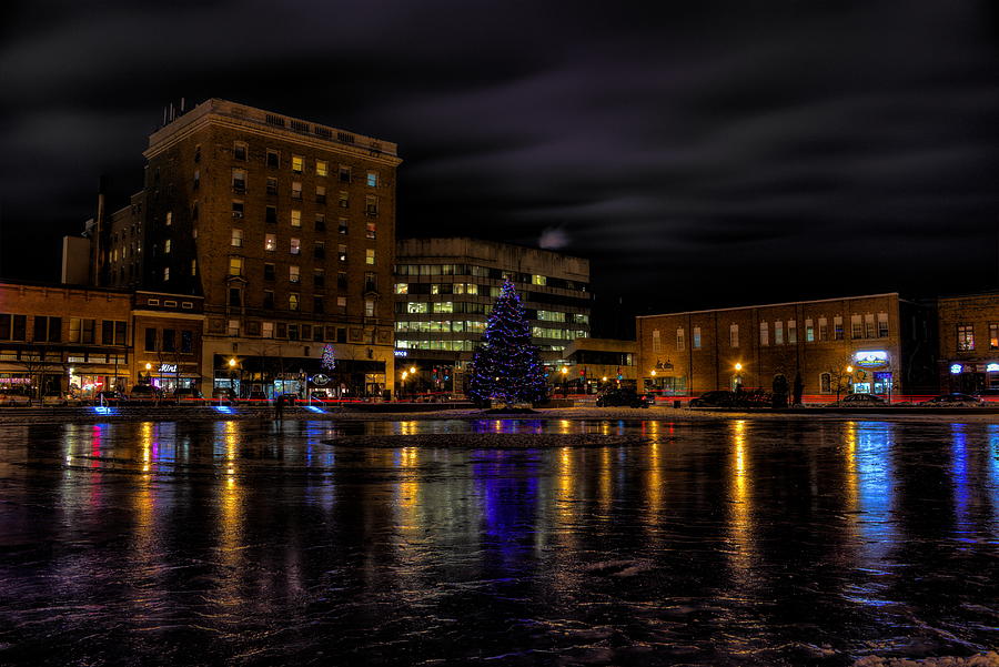 Wausau After Dark at Christmas Photograph by Dale Kauzlaric