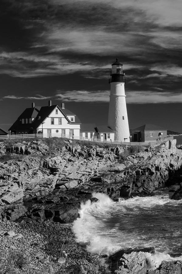 Lighthouse Photograph - Waves Crashing #1 by Guy Whiteley