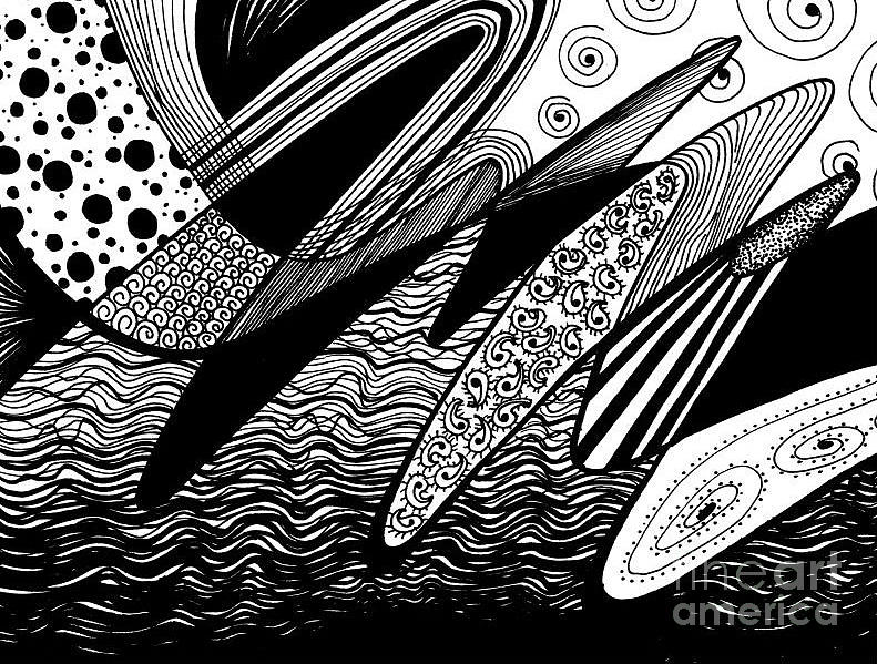 Waves Drawing by Lynellen Nielsen