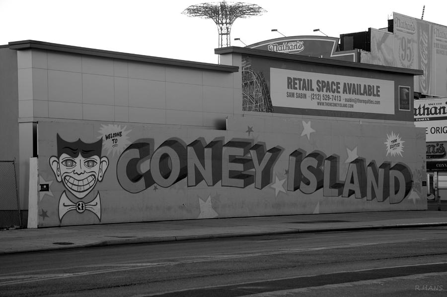New York City Photograph - WELCOME to CONEY ISLAND in BLACK AND WHITE #1 by Rob Hans