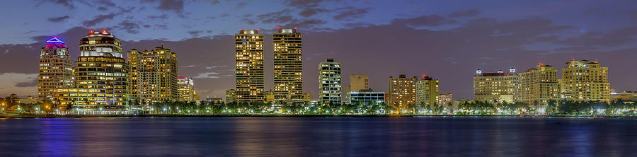 West Palm Beach at Night Photograph by Debra and Dave Vanderlaan