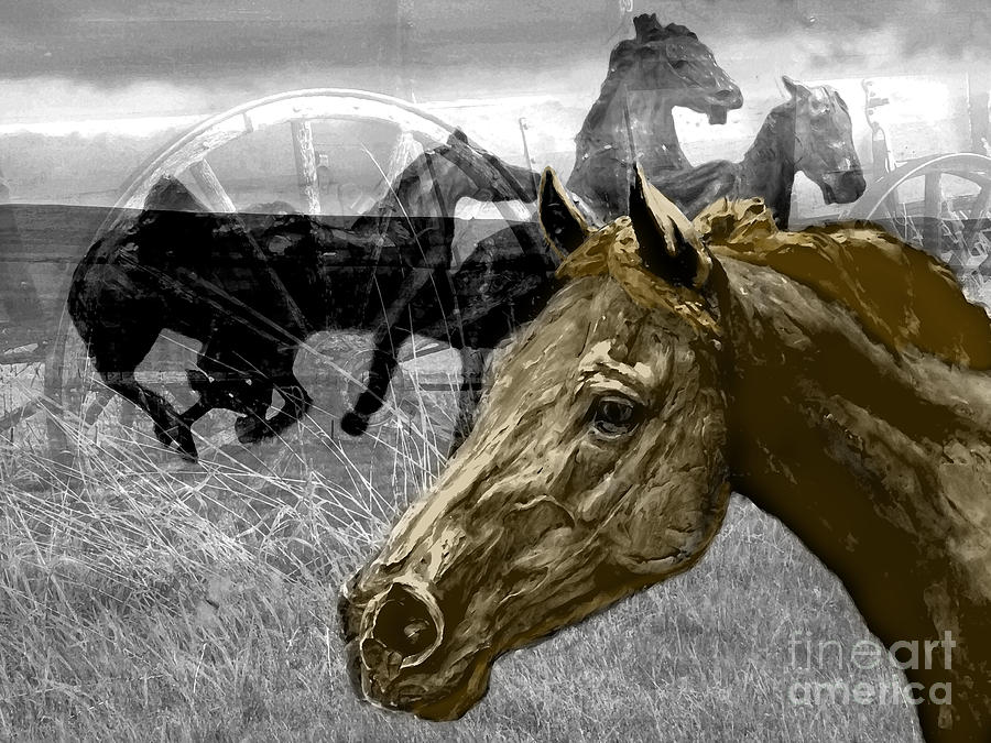 Horse Photograph - Western Montage II #1 by Al Bourassa