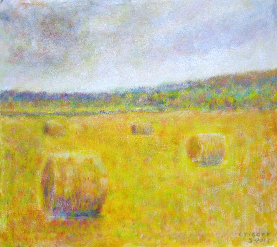 Impressionism Painting - Wheat Bales at Harvest by Glenda Crigger