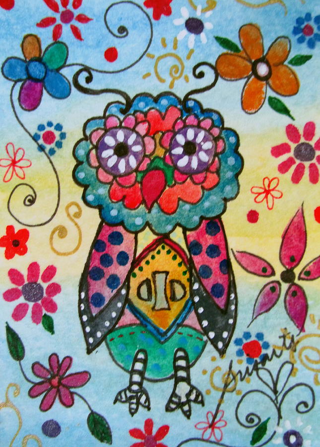 Whimsical Wise Owl #1 Painting by Pristine Cartera Turkus