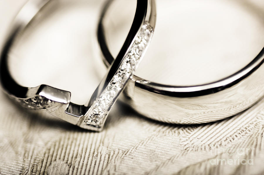 White gold wedding rings #1 Photograph by Jorgo Photography