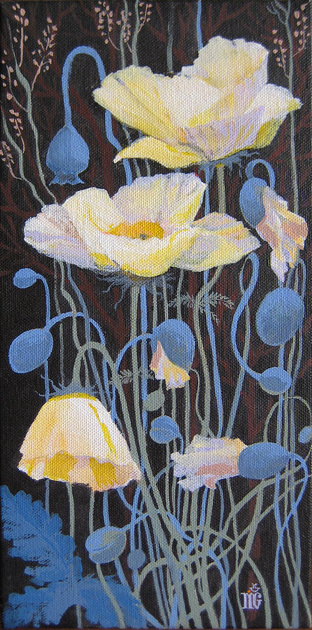 White Poppies #1 Painting by Marina Gnetetsky