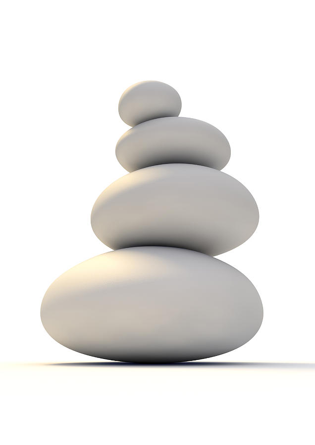 Pebbles Digital Art - White Zen Stones #1 by Allan Swart