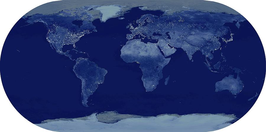Whole Earth At Night #1 Photograph by Planetary Visions Ltd/science Photo Library