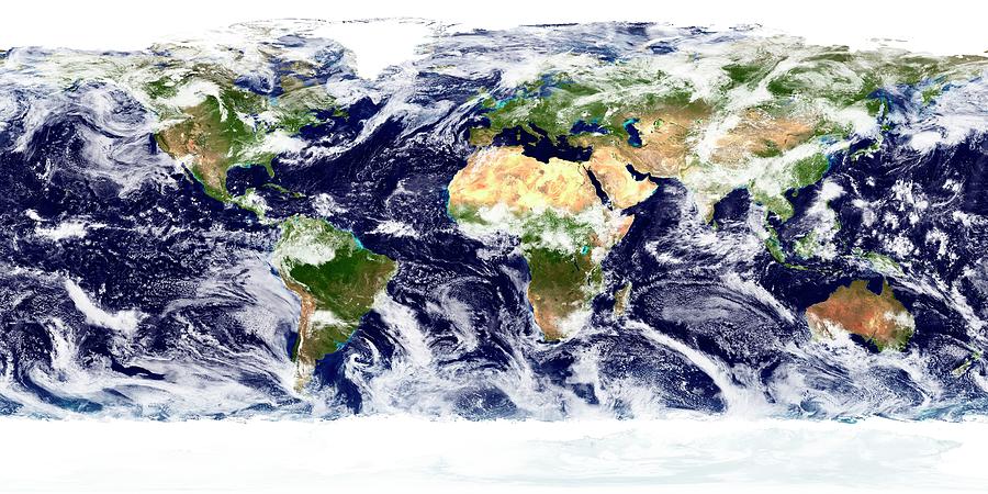 Whole Earth Map #1 Photograph by Nasa/science Photo Library