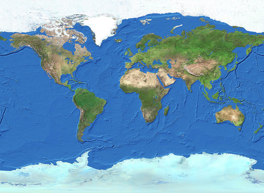 Whole Earth Map #1 Photograph by Worldsat International/science Photo Library