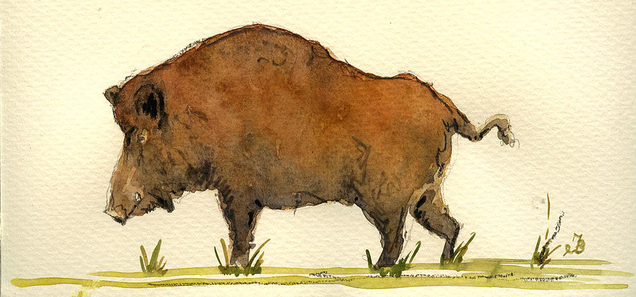 Wildlife Painting - Wild boar #1 by Juan  Bosco