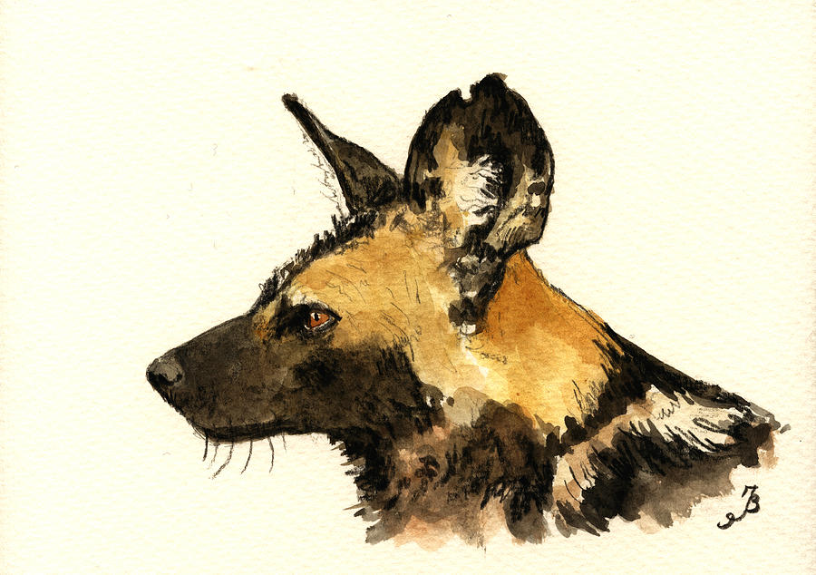 Wildlife Painting - Wild dog #1 by Juan  Bosco