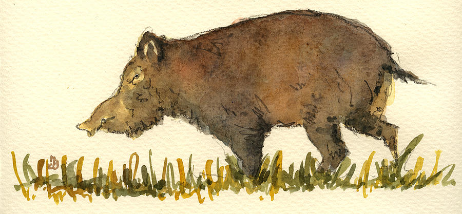 Wildlife Painting - Wild pig #1 by Juan  Bosco