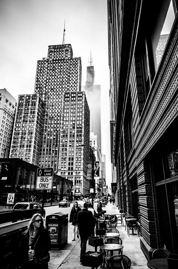 Willis Tower in the Clouds - Black and White #1 Photograph by Anthony Doudt