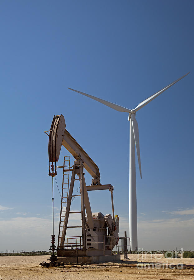 Wind Turbine And Oil Well Photograph