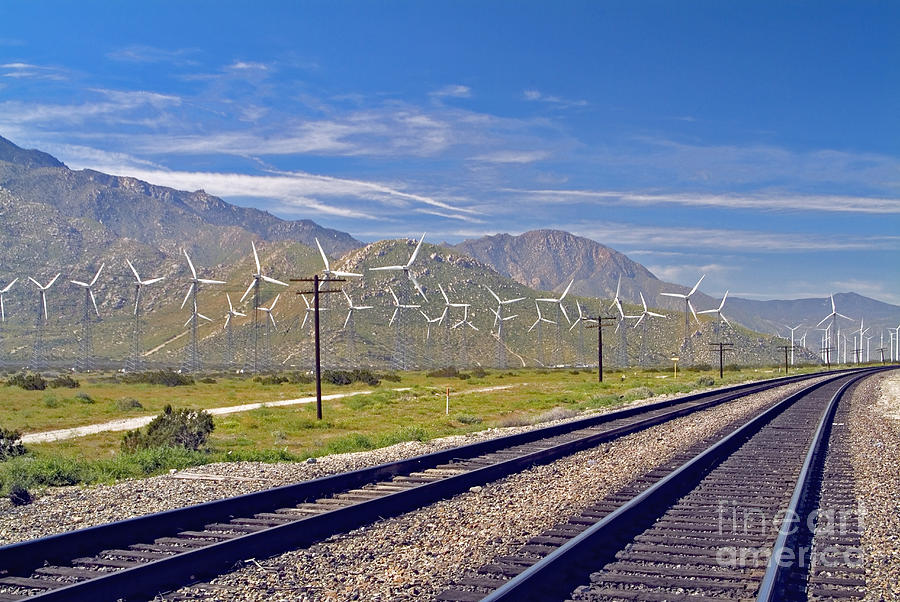 Wind Turbines Green Energy Palm Springs San Gorgonio Pass Photograph by David Zanzinger