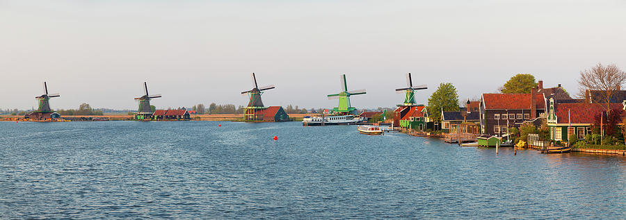 Architecture Photograph - Windmills Along The Zaan River #1 by Panoramic Images