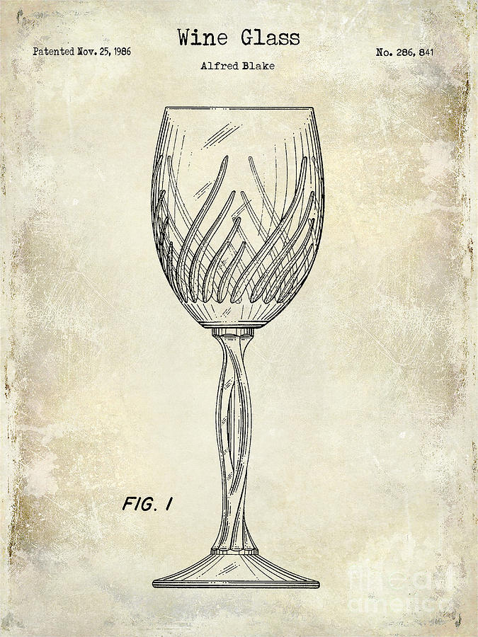 Wine Glass Patent Drawing #2 Photograph by Jon Neidert
