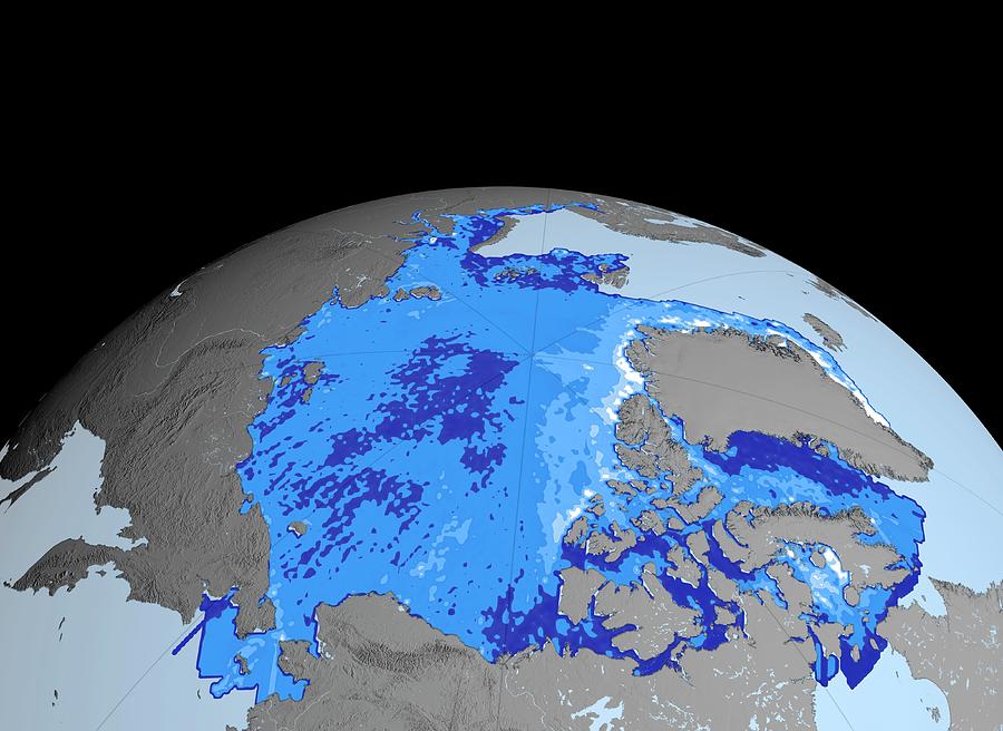 Winter Arctic Sea Ice Thickness Photograph By Nasa Gsfc-svs Science 