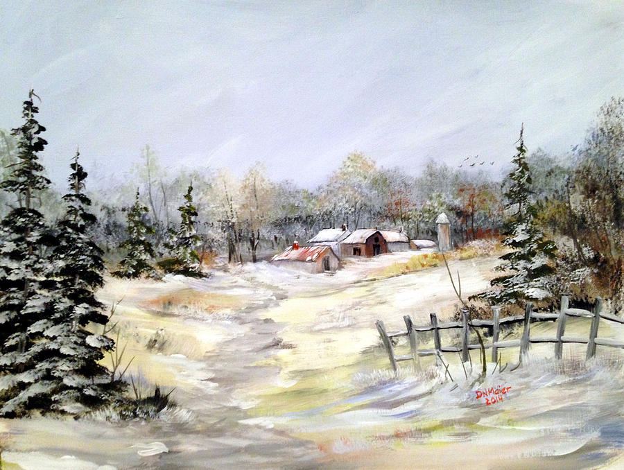 Winter at the Farm #2 Painting by Dorothy Maier