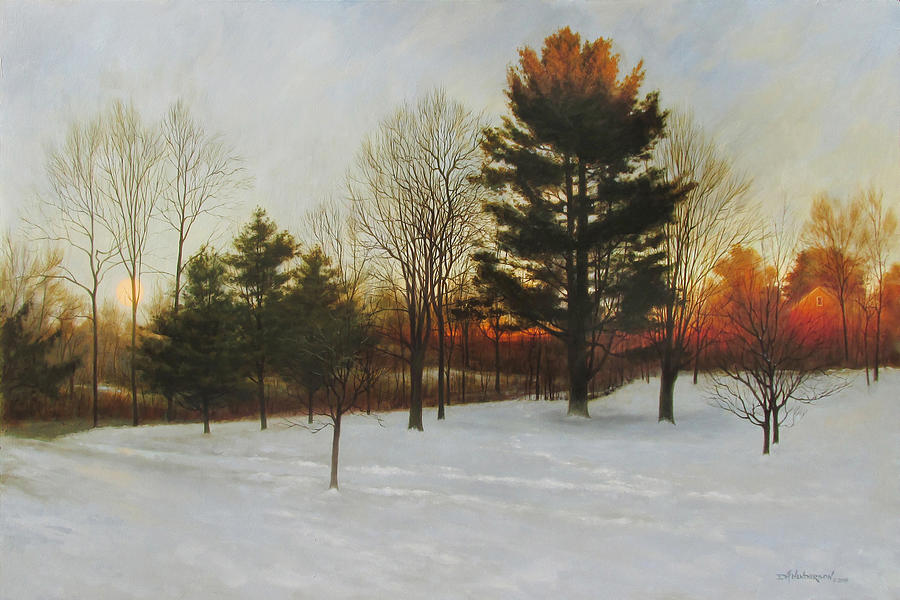 Winter Painting - Winter Evening North Grafton by David Henderson