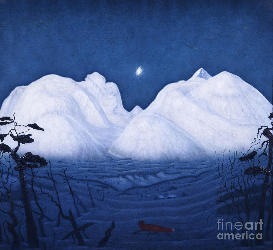 Winter night in the mountains Painting by Harald Sohlberg