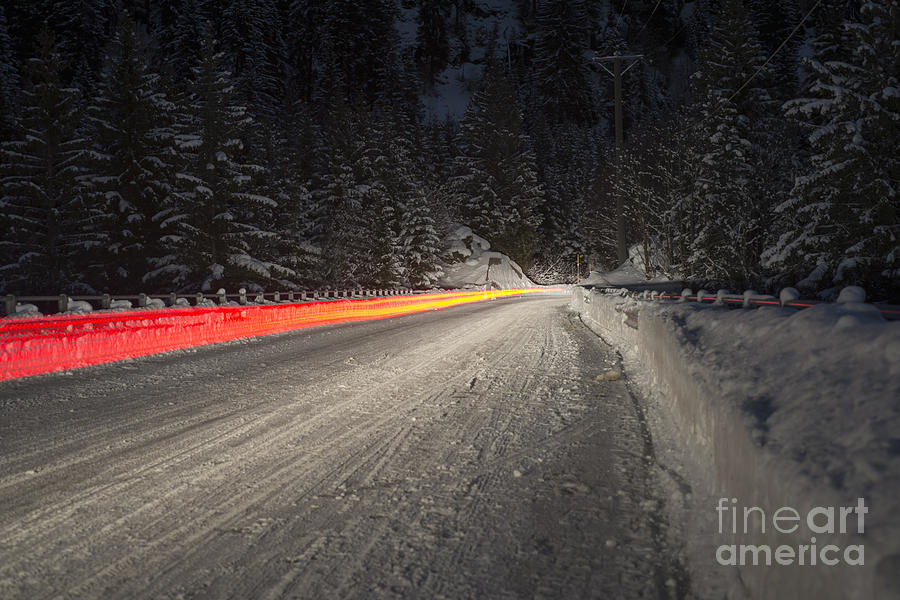 Winter road at night #1 Photograph by Mats Silvan