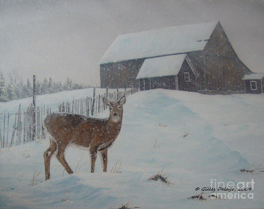 Landscape Painting - Winter storm by Gilles Delage