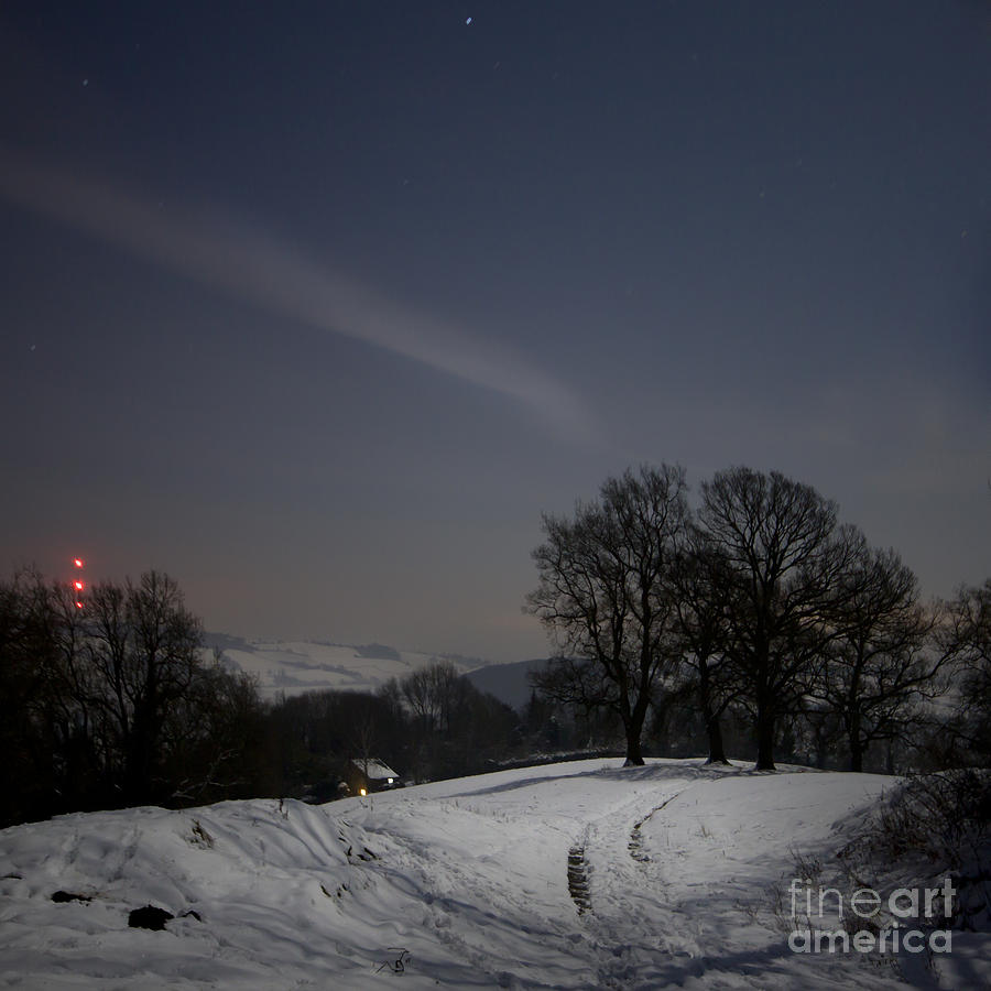 Wintery landscape in the night #1 Photograph by Ang El