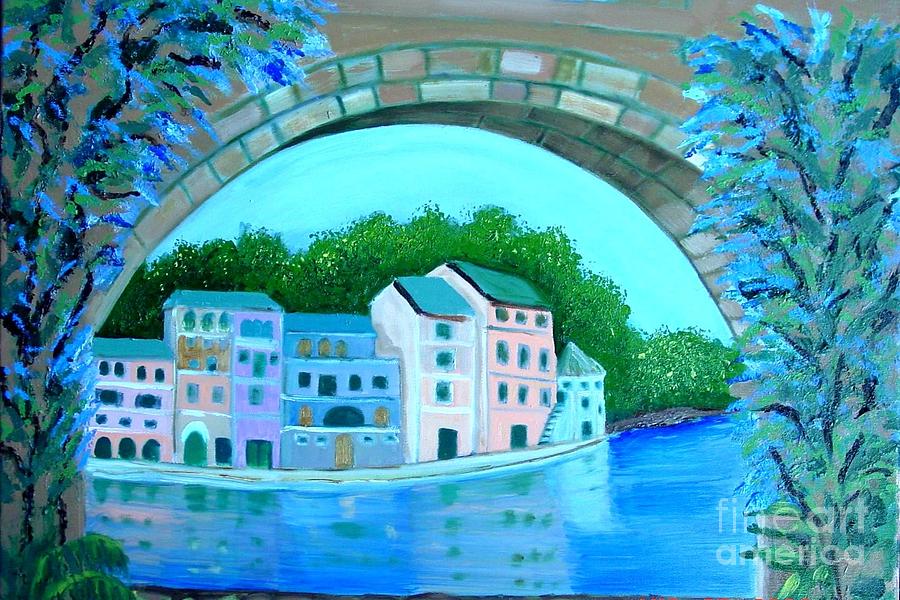 Wisteria Bridge Painting by Laurie Morgan
