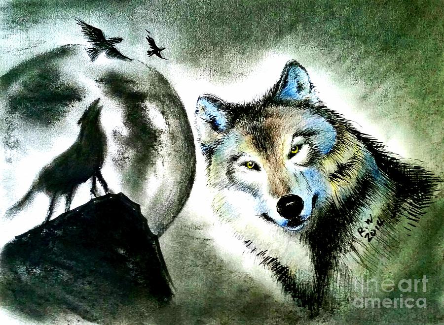 Wolf #1 Painting by Rose Wang